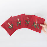 Red Candle Cocktail Napkins - Set of 4