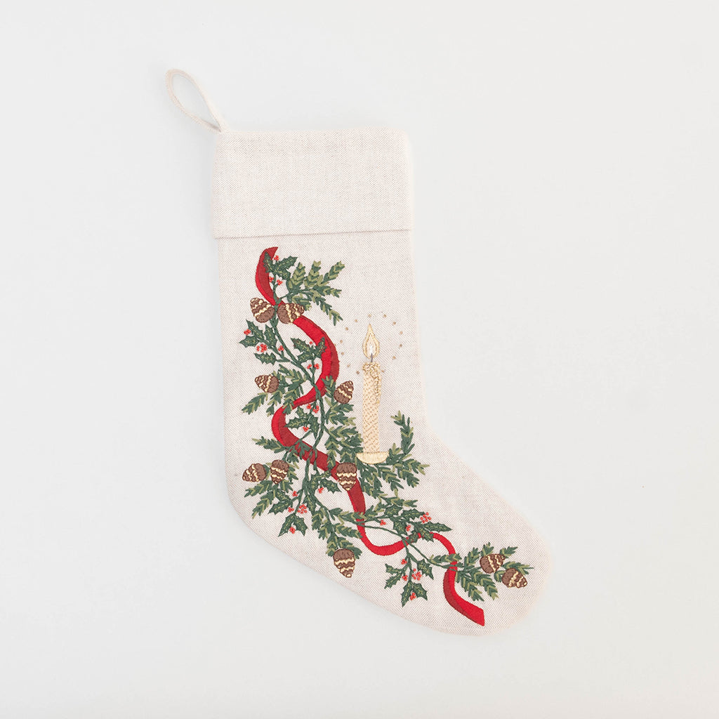 Natural Candle Garland Linen Stocking