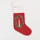 Red Candle Wreath Linen Stocking