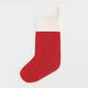 Red Candle Wreath Linen Stocking