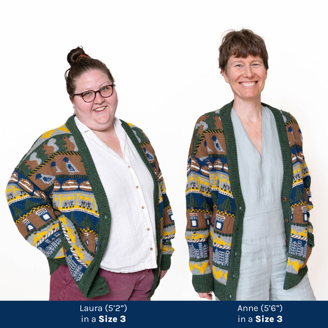 Hand Beaded Winter Green Blue Brown Knit NYC Holiday Cardigan