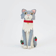 Handmade felt Gray Cat Tree Topper from Craftspring rotating to show front, side, and back views—featuring a red collar with a bell and festive holly, purr-fect for cat lovers and whimsical holiday gifting, ethically crafted by artisans using sustainable wool.