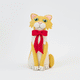Handmade felt Orange Cat Tree Topper from Craftspring rotating to show front, side, and back views—featuring a festive red bow and playful details, bringing holiday cheer and purr-fect gifting, ethically crafted by artisans using sustainable wool.