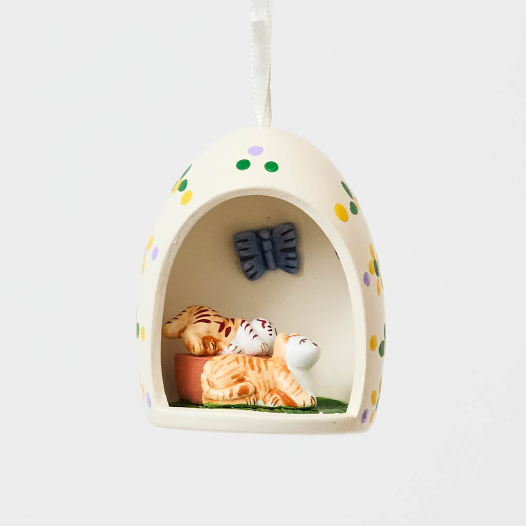 Cats in Egg Ceramic Ornament
