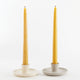 Natural Glossy Ceramic Candle Holder with Beeswax Taper