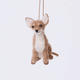 Handmade needle-felted Chihuahua Ornament from Craftspring rotating to show front, side, and back views—highlighting its big ears and cute face, ethically crafted by artisans using sustainable wool.