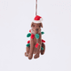Craftspring’s Chocolate Lab in Christmas Lights Ornament rotating to show front, side, and back views — felt dog wrapped in Christmas lights and wearing a Santa hat, a whimsical ornament perfect for holiday gifting — heirloom-quality Christmas decor, ethically crafted by artisans using sustainable wool.