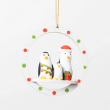 Holiday Penguins Wood Ornament