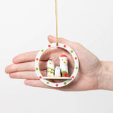 Holiday Penguins Wood Ornament