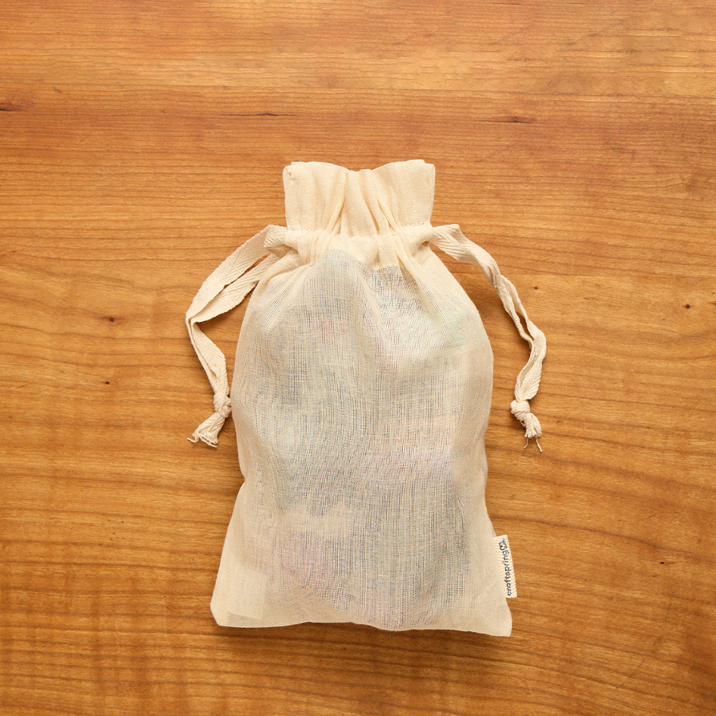 COMBINED PACKAGING: Your items will arrive in a single cotton bag, instead of individual bags.