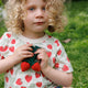 Wool strawberries ornament, handmade with red berries and green felt leaves