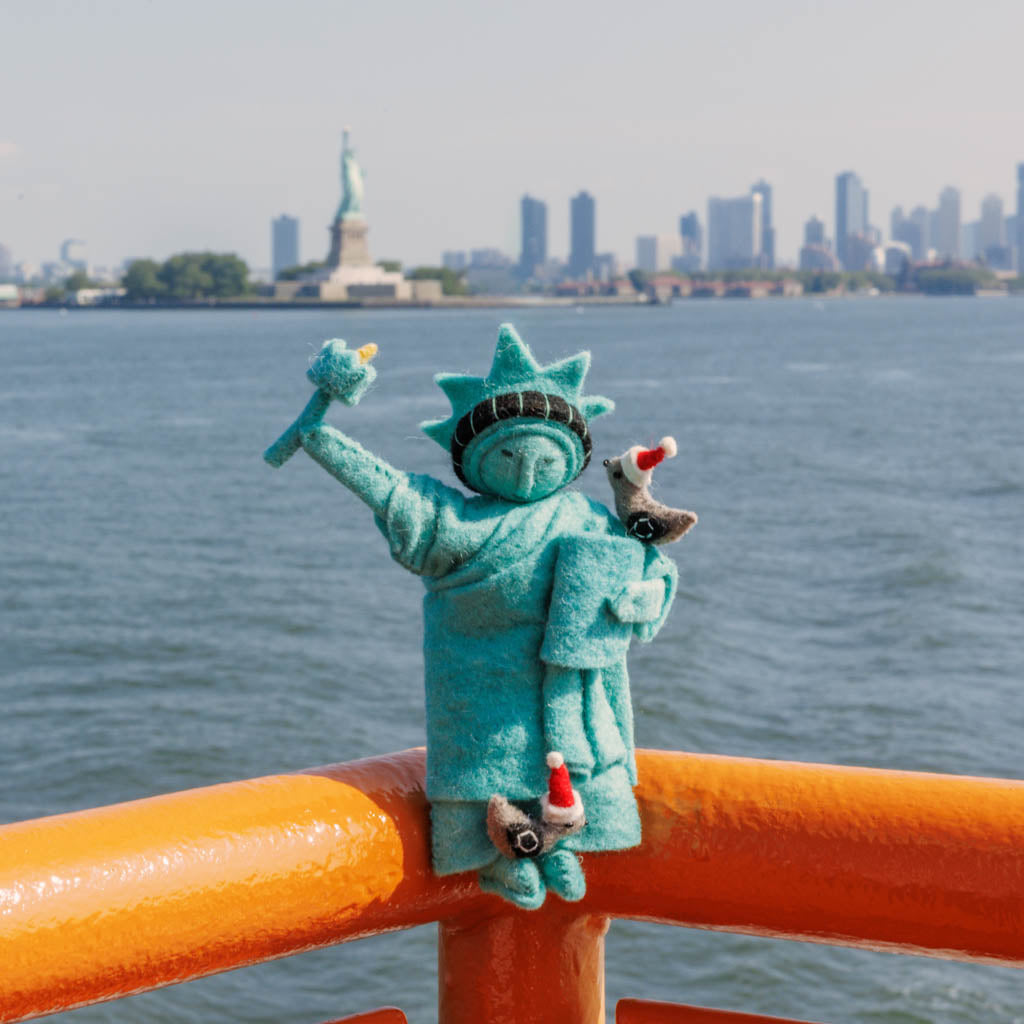 Santa Pigeons on Lady Liberty Ornament