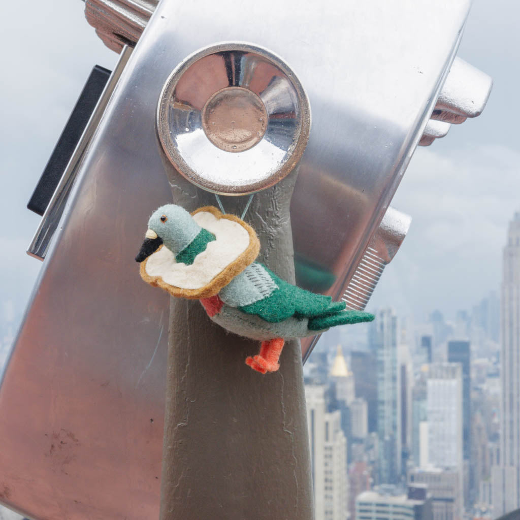 Pigeon with Bread Necklace Ornament