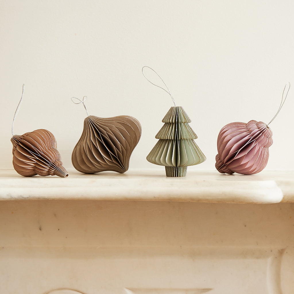 Pastel Honeycomb Paper Ornaments - Set of 4