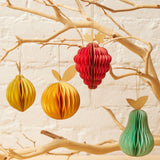 Fruit Honeycomb Paper Ornaments - Set of 4