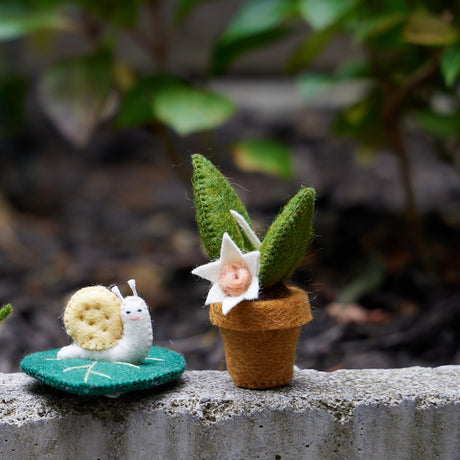 In the Garden snail ornament – fair trade felt wool decoration for botanical-themed gifts