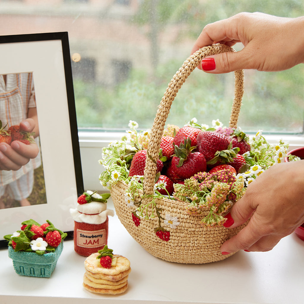 Strawberry Pint Ornament – Handmade Felt Berry Basket Keepsake