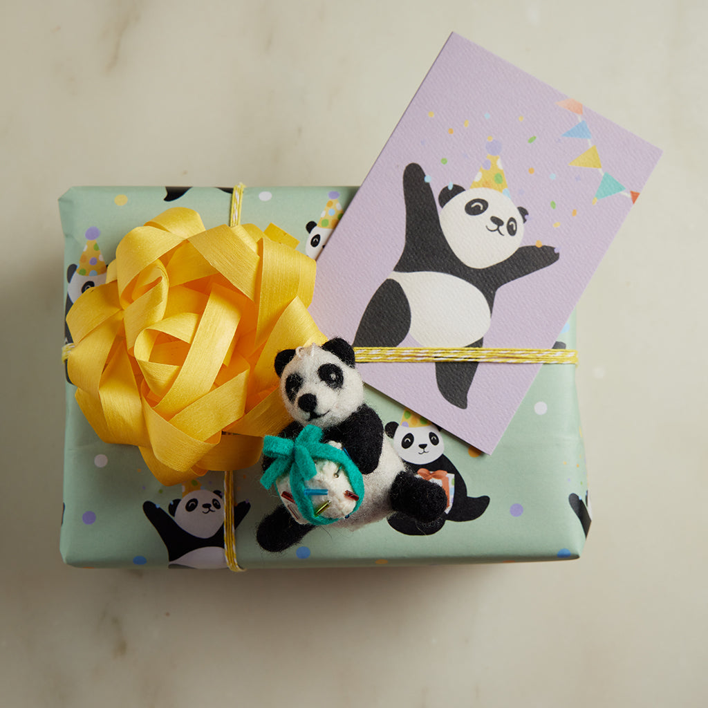 Birthday Party Panda Wrapping Paper Sheets - Set of 3