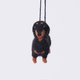 Handmade needle-felted Dachshund Ornament from Craftspring rotating to show front, side, and back views—highlighting its short legs and cute face, ethically crafted by artisans using sustainable wool.