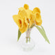 Yellow wool felt daffodils in petite glass bud vase, fair trade spring home decor.