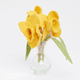 Bright yellow daffodils in hand-felted bouquet with petite eco glass vase