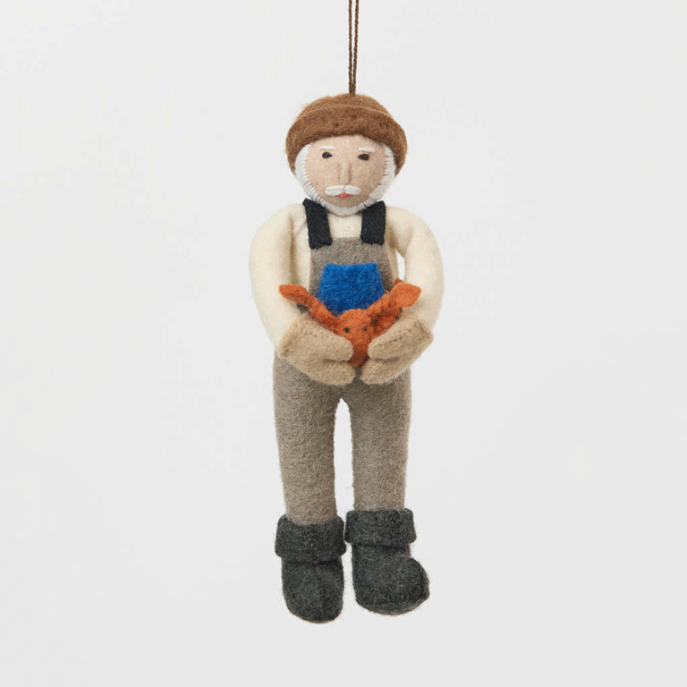 Celebrate the hardworking spirit of America’s coastal fishing communities with this handcrafted Dungeness Crab King Ornament, ethically made from sustainable wool and inspired by generations of fishermen who make their living from the sea.