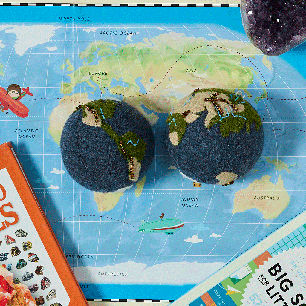 Planet Earth Ornament - Set of 2