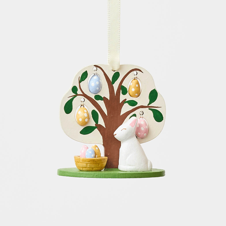 Easter Tree with Bunny Wood Ornament