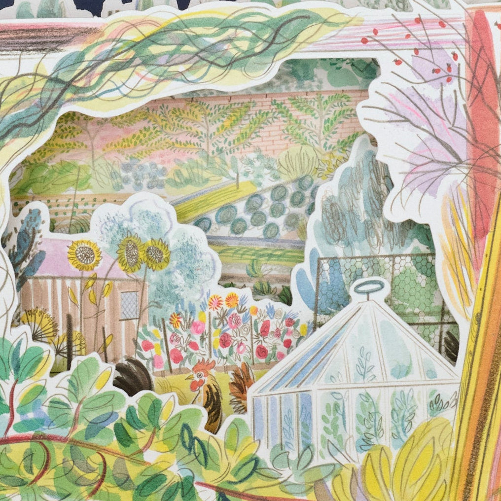 Chickens in the Garden Pop-up Greeting Card