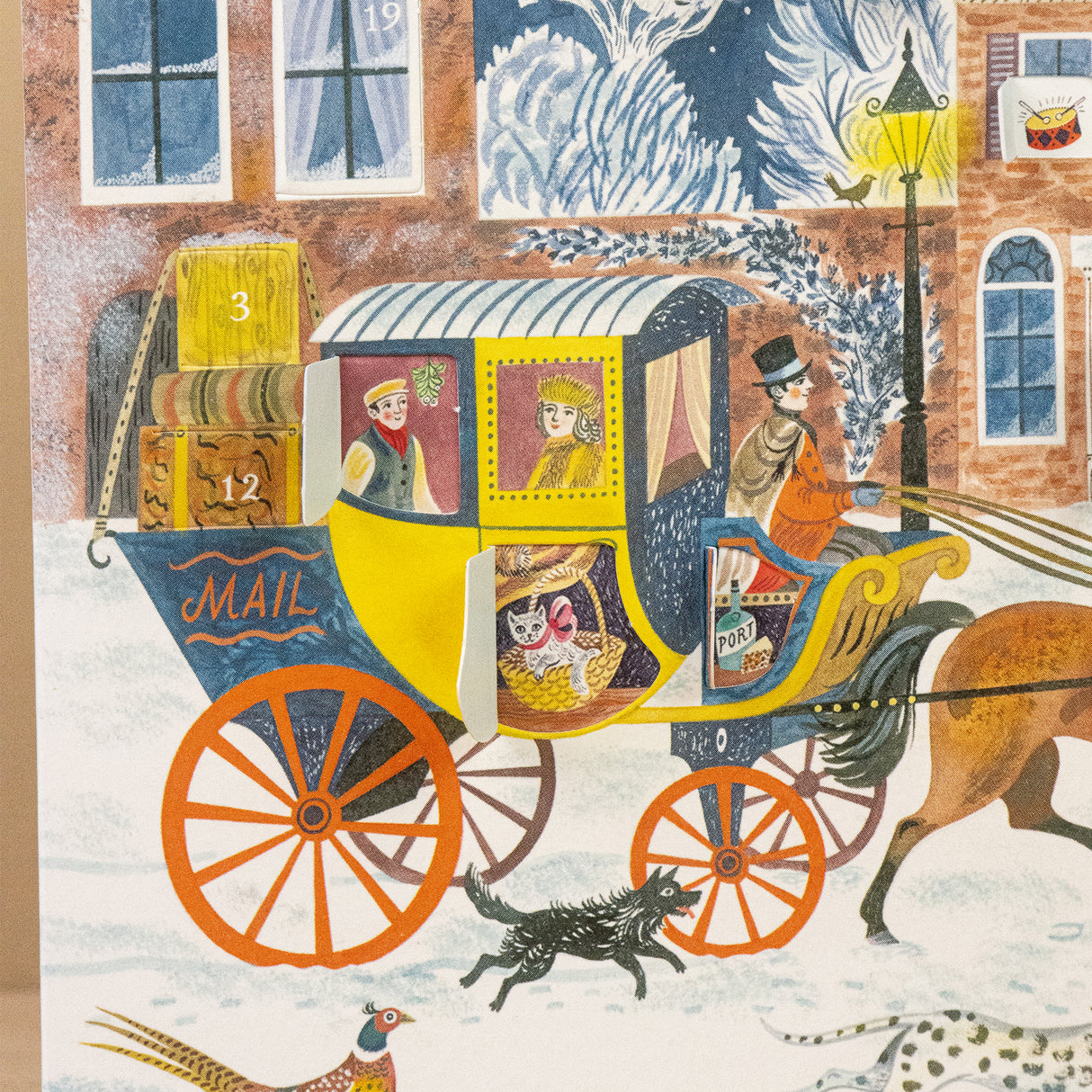 Step into a nostalgic European Christmas with this charming Advent calendar greeting card, illustrated by celebrated British artist Emily Sutton. Inspired by the picturesque Yorkshire countryside and the romance of Victorian England, this enchanting piece captures the magic of a festive high street in miniature.