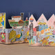 Illustrated by Emily Sutton, England-based artist, Victorian-inspired tin toy animal motif, Die-cut concertina (accordion fold) design