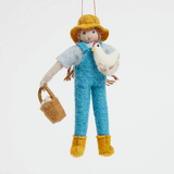 Happy Harvest Farmer with Chicken Ornament