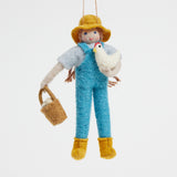 Happy Harvest Farmer with Chicken Ornament