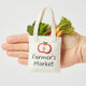 Felt produce tote ornament with embroidered veggies – handcrafted spring decoration full of farm-to-table charm.
