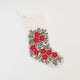 Natural Festive Poinsettia Linen Stocking