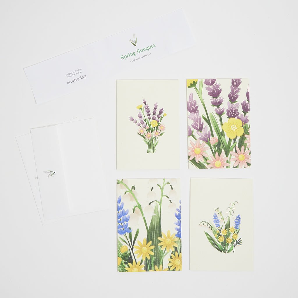 Flower Bouquets Assorted Cards Set of 4