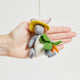 Fair trade wool bunny ornament with garden harvest – handmade in India using natural felted wool.