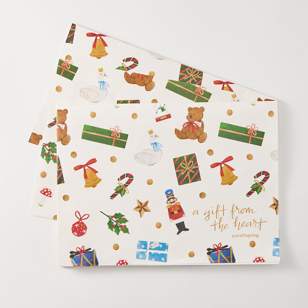 In-House Designed Set of 3 Festive Christmas Wrapping Paper Sheets –  Craftspring
