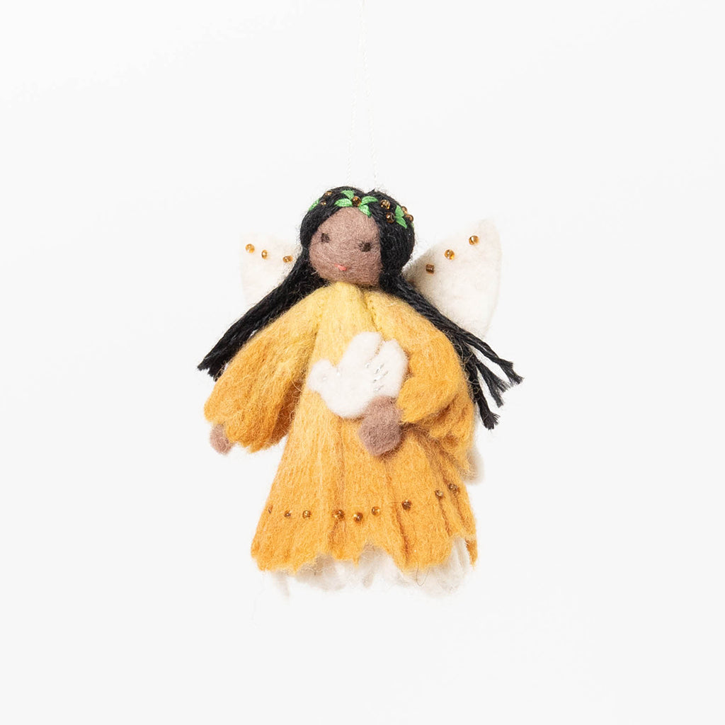 Golden Peace Dove Mini Angel Ornament
