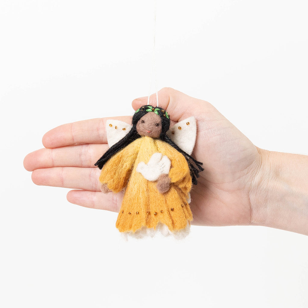 Golden Peace Dove Mini Angel Ornament