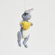 Gray Easter Bunny with Chick Ornament