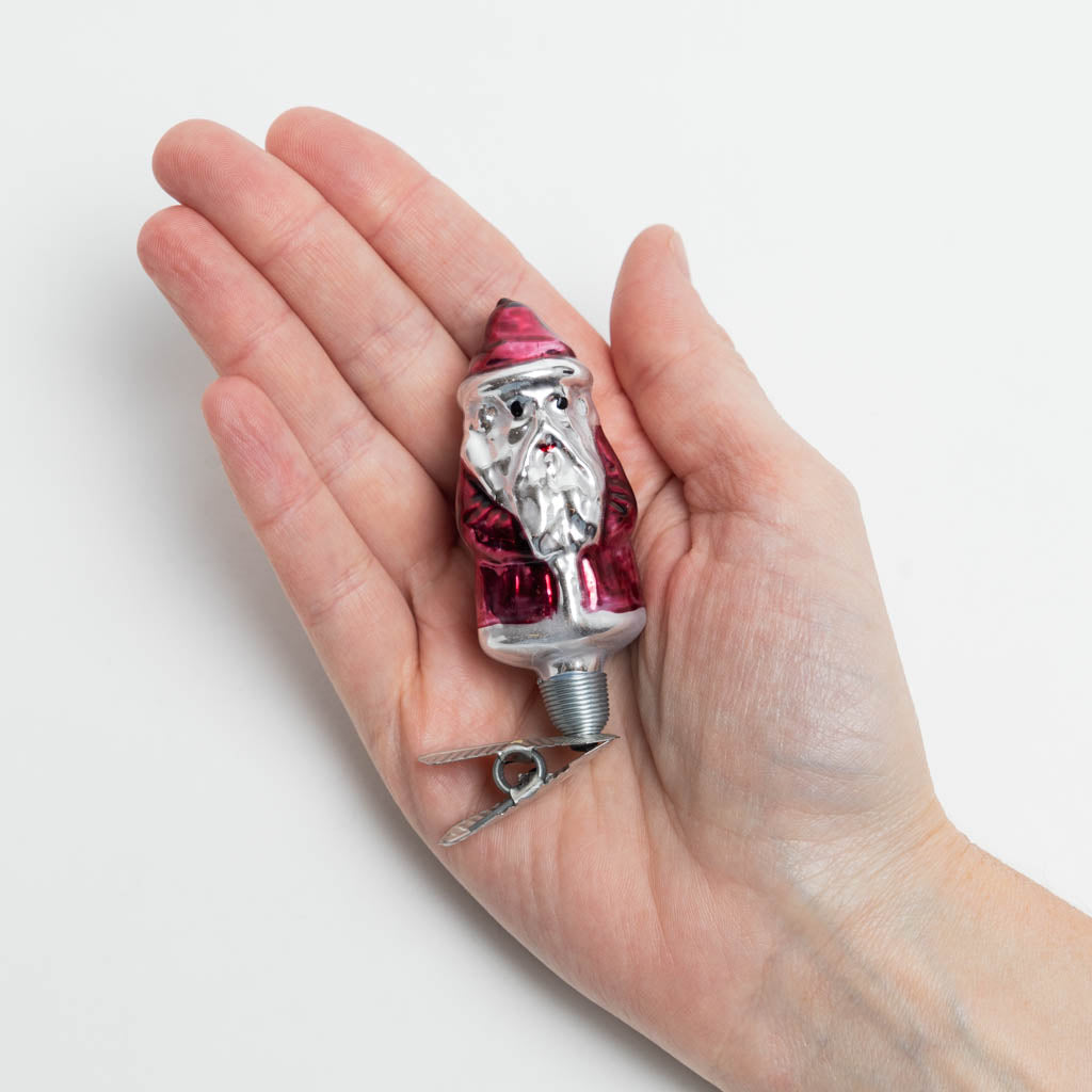 Hand-blown and Painted Small Red Santa Clip-On Ornament – Craftspring