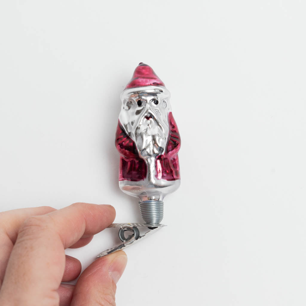 Hand-blown and Painted Small Red Santa Clip-On Ornament – Craftspring