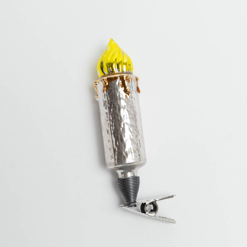 Mouth-Blown and Hand-Painted Glass Candle Clip-On Ornament