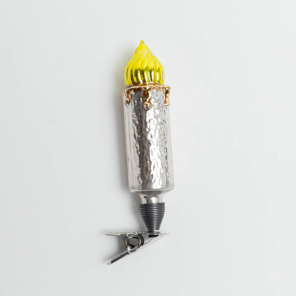 Mouth-Blown and Hand-Painted Glass Candle Clip-On Ornament