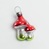 Twin Mushroom German Glass Mini Ornament