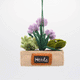 Miniature herb garden ornament featuring felt basil, chives, and rosemary in natural wool GIF