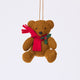 Craftspring’s Holiday Teddy Bear Ornament — felt cute, vintage-style teddy bear wearing a red scarf with holly — heirloom-quality Christmas ornament, perfect for holiday gifting, ethically crafted by artisans using sustainable wool.