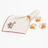 Holly Metal Napkin Rings - Set of 4