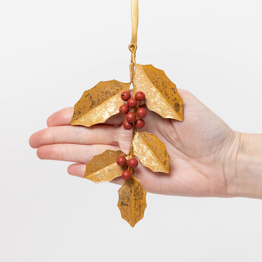 Holly Metal Ornament